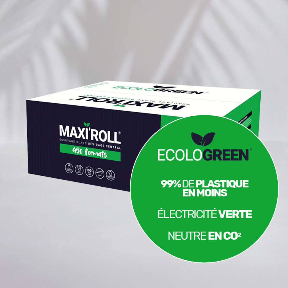 Bobines dévidage central - 19x30 cm - 2 plis - 450 Formats - Pure ouate - colis de 6 rouleaux