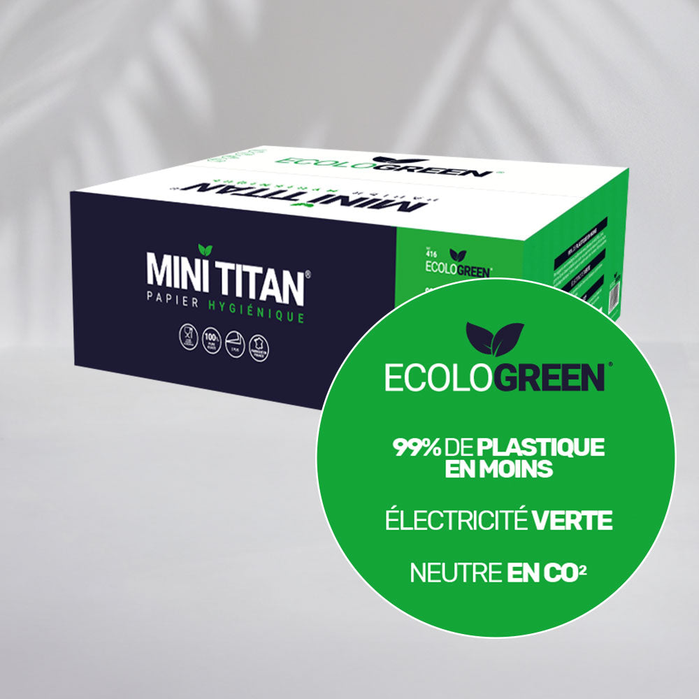 Papier hygiénique 2 plis Mini Titan - 160 m - Pure ouate - colis de 12 rouleaux