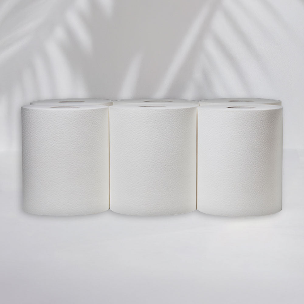 Bobines dévidage central 2 plis - Gaufré Collé - 450 Formats - Pure ouate - colis de 6 rouleaux