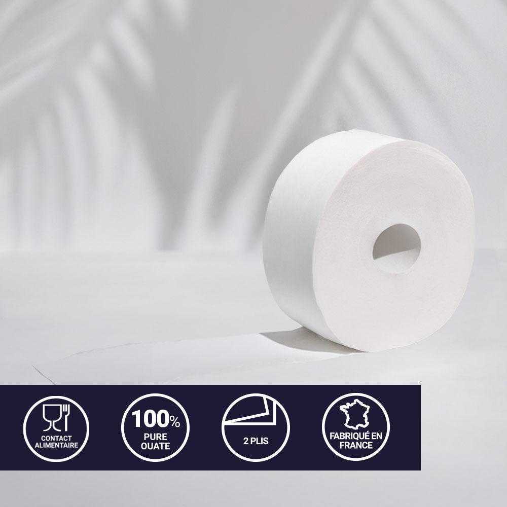 Papier hygiénique 2 plis Mini Jumbo - 200 m - Pure ouate - colis de 12 rouleaux