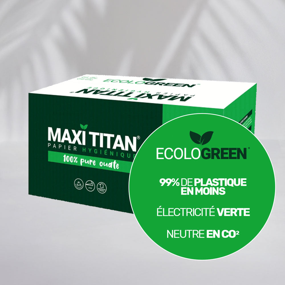 Papier hygiénique 2 plis Maxi Titan - 320 m - Pure ouate - colis de 6 rouleaux
