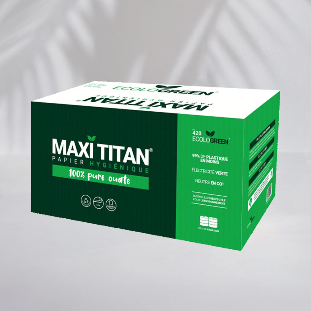 Papier hygiénique 2 plis Maxi Titan - 320 m - Pure ouate - colis de 6 rouleaux