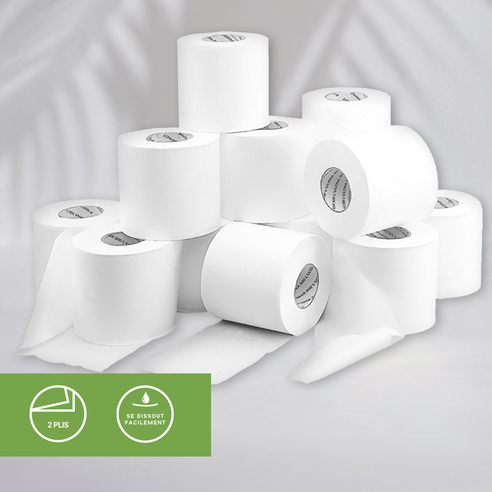 Papier hygiénique P'MAX 500 - 500 feuilles - Pure ouate - colis de 36 rouleaux