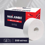Papier hygiénique 2 plis Maxi Jumbo - 350 m - Pure ouate - colis de 6 rouleaux