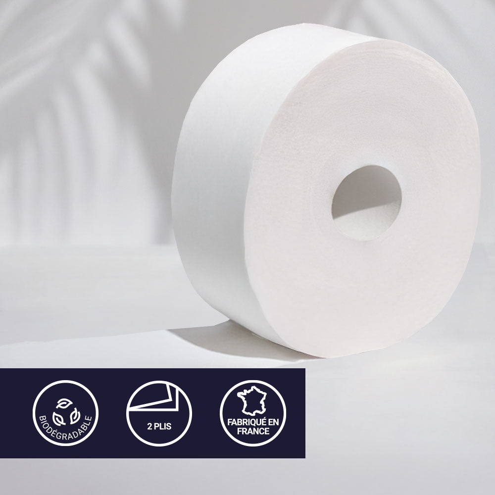 Papier hygiénique 2 plis Maxi Jumbo - 350 m - Pure ouate - colis de 6 rouleaux