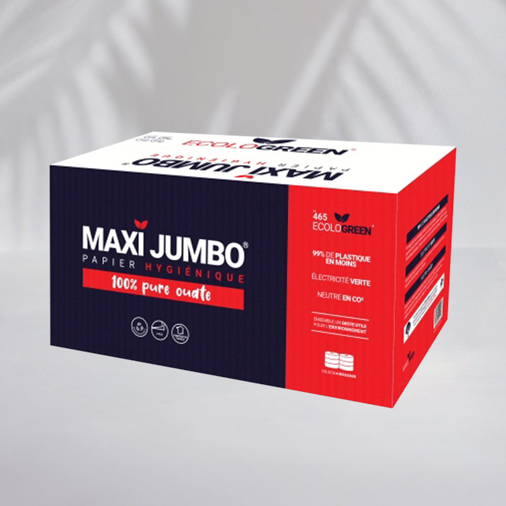 Papier hygiénique 2 plis Maxi Jumbo - 350 m - Pure ouate - colis de 6 rouleaux
