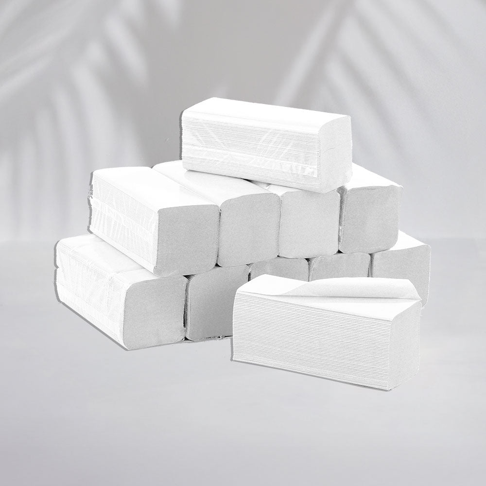 Essuie mains - Pliage en W enchevêtrés - Pure ouate - colis de 3200 formats